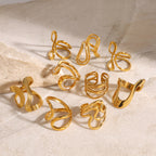 2H Jewelry Stainless Steel Exaggerated Ring Irregular Shape rings Female