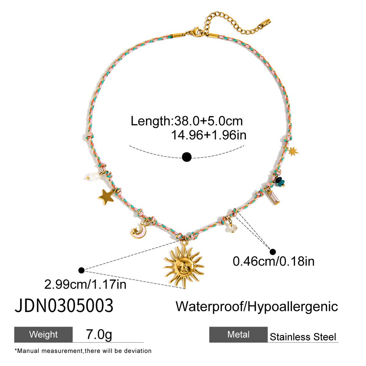 2H Stainless Steel Heart Layered Necklace Collarbone Chain Non-Fading Jewelry