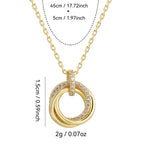 S925 Silver Three Ring Necklace With Collarbone Chain Pendant
