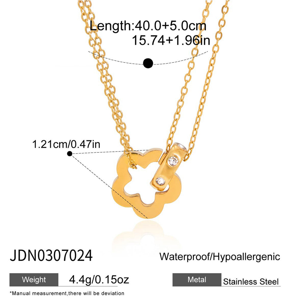 Rhinestone Circle Bead Necklace Accessories for Women Collarbone Chain Non-Fading Stainless Steel Jewelry