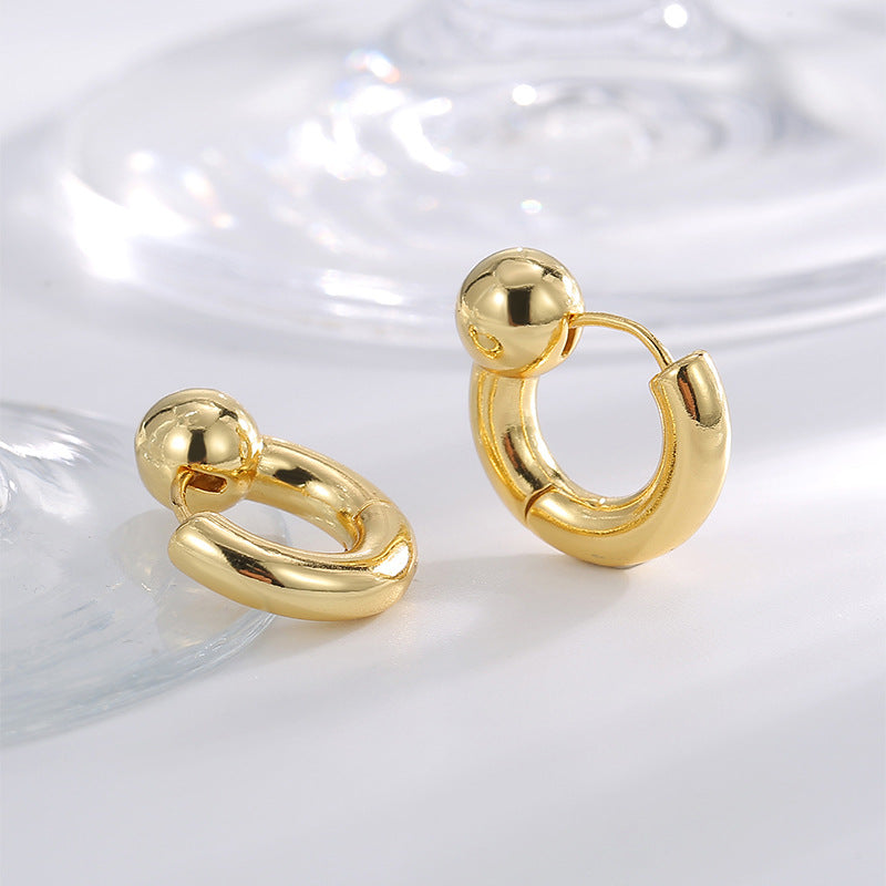 CYE0780 Vintage Irregular Earrings for Women Brass Gold-Plated Circle Ball Fashion Ear Jewelry