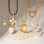 Stainless Steel Pearl Necklace Jewelry Collarbone Chain Pendant for Women