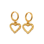 2H French Retro Court Style Elegant Earrings18K Gold Hollow Heart Earrings Trendy Ear Jewelry
