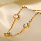 2H  New Fashion Bracelet18K Gold-plated Round Zircon Stainless Steel Bracelet Trendy Versatile Jewelry