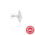 Moon Zircon Tassel 925 Sterling Silver Cartilage Earrings — decorative detail — alternate angle 2 — jewelry finish and design detail