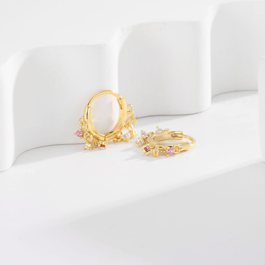 SE0245 S925Silver Ferris Wheel Hoop Earrings with Zircon Inlay Pure Silver Ear Jewelry