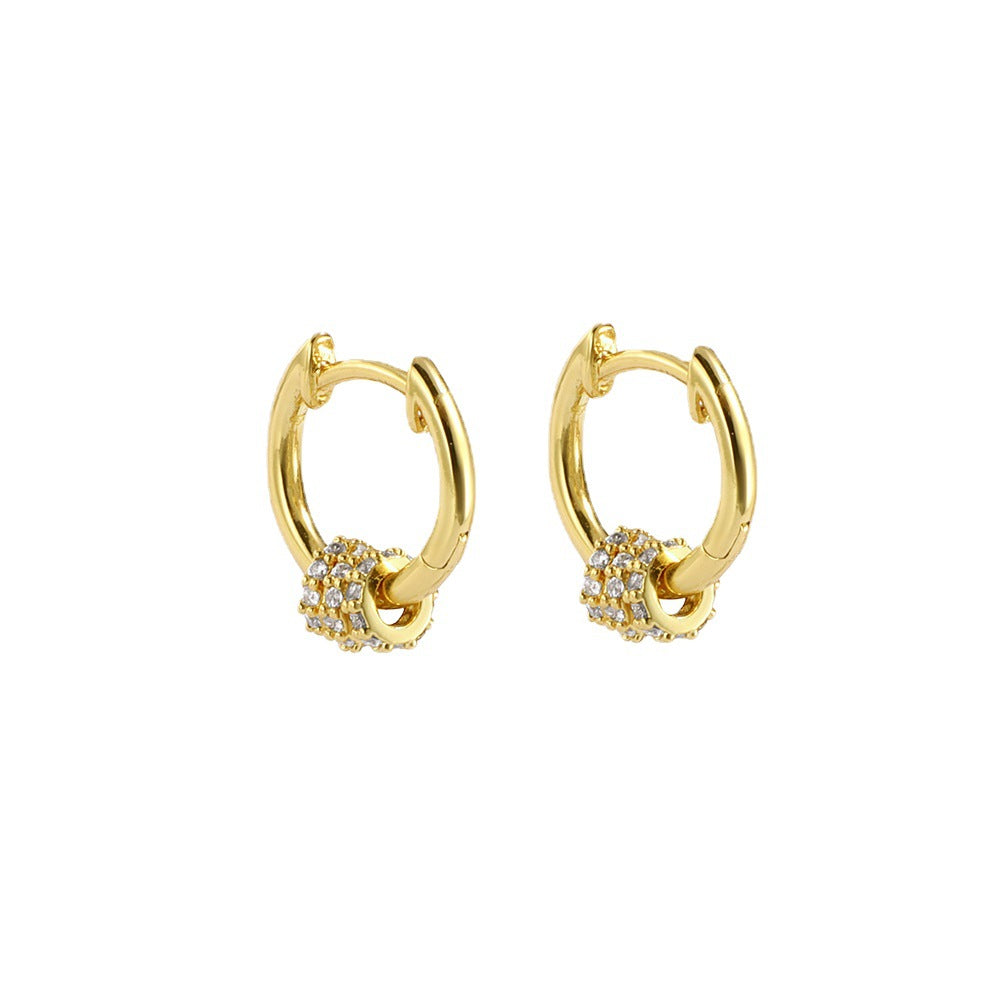 E0081 Fashion Diamond-Studded Multi-Hoop Earrings for Women, Stone-Studded Hoop Earrings, gold Export Small Accessories