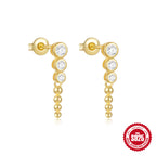 S925Sterling Silver Star Moon Pearl Moonstone Inlaid Diamond Earrings Stud Earrings Hot-Selling Women's Jewelry