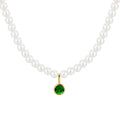 Gold-Plated Cubic Zirconia Pearl Vintage Necklace — surface finish detail