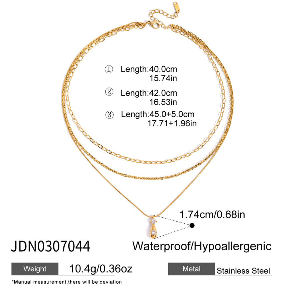 Three-layer Stacked Necklace Accessories for Women Collarbone Chain Stainless Steel Jewelry