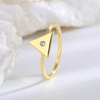 SR0024 S925Silver Geometric Triangle Glossy Ring for Women