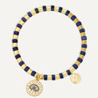 B0275 Vintage Demon Eye Inlaid Zircon Beaded Trendy Lapis Lazuli Bracelet Fashion