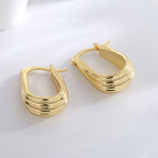 Gold-Plated Brass Twisted Geometric Ear Cuff Earrings with geometric design details