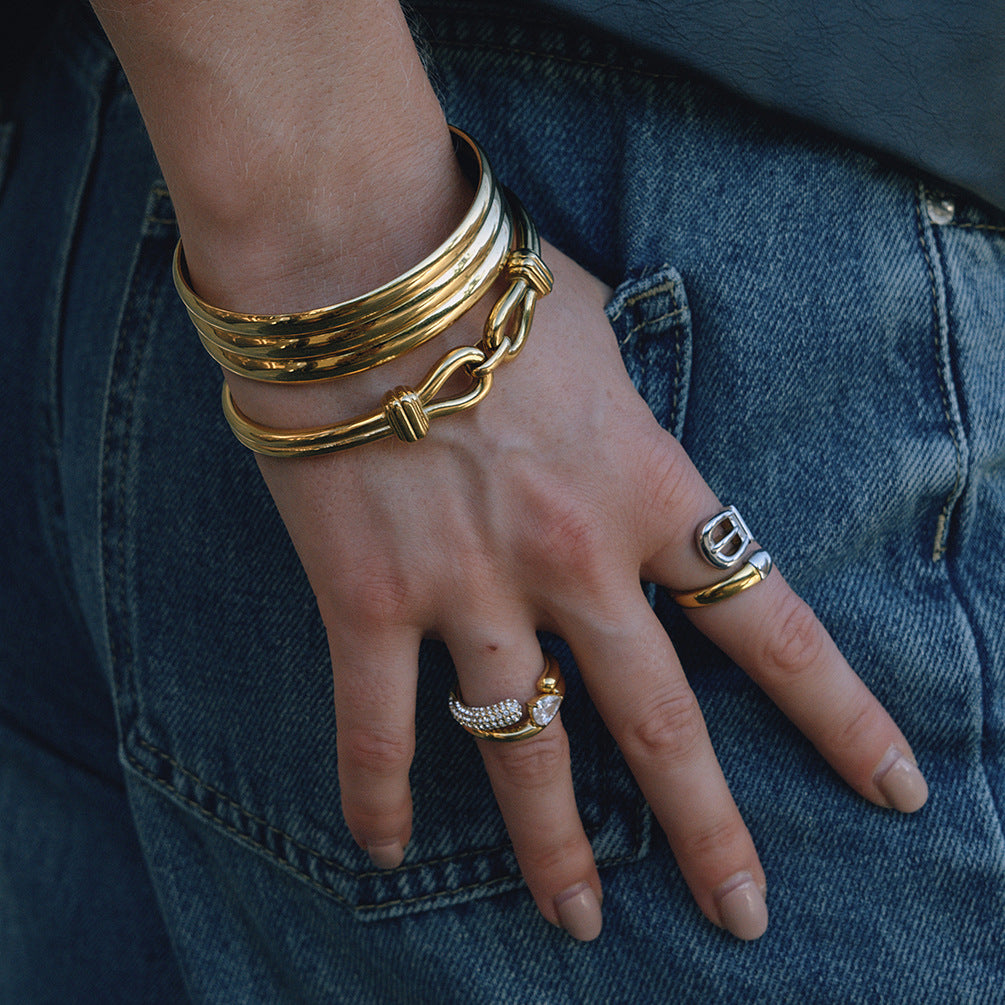 18k Gold Bracelet Non-Fading Stainless Steel Jewelry Bracelet with Clasp