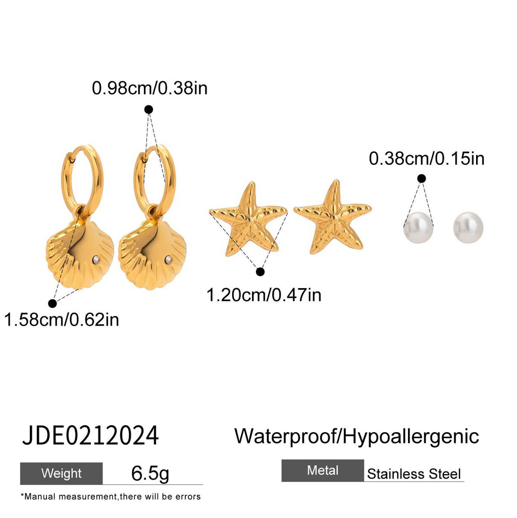 Three Pairs of Stainless Steel Zircon Earrings Pearl Earrings Ear Accessories