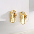 E0763 Creative Design Heartfelt Flip-Flop Earrings for Women Fashion Gold-Plated Zirconia Ear Jewelry
