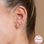 S925Sterling Silver Four-Prong Diamond-Studded Flat Head Threaded Piercing Cartilage Earrings Hot-Selling Classic Minimalist Ear Jewelry