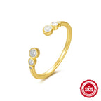 S925Sterling Silver Curved Petal Single Row Diamond Luxury Stacked Open Ring Hot Selling Index Finger Ring