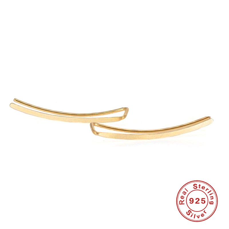 S925Pure Silver Minimalist Line Ear Hooks Ear Studs Ear Jewelry Hot-Selling Earrings Ear Clips