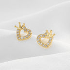 SE0320 S925Silver Design Love Crown Unique Earrings Small Ear Jewelry