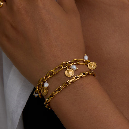 18K Gold-Plated Stainless Steel Bracelet — Elevated Essential — front view