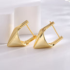 E0681 Minimalist Geometric Cone-Shaped Earrings for Women, Copper Gold-Plated, Fashionable and Cool Ear Hooks