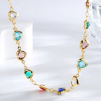 N0255 Design Colorful Heart-Shaped Zircon Necklace for Women Summer Collarbone Chain