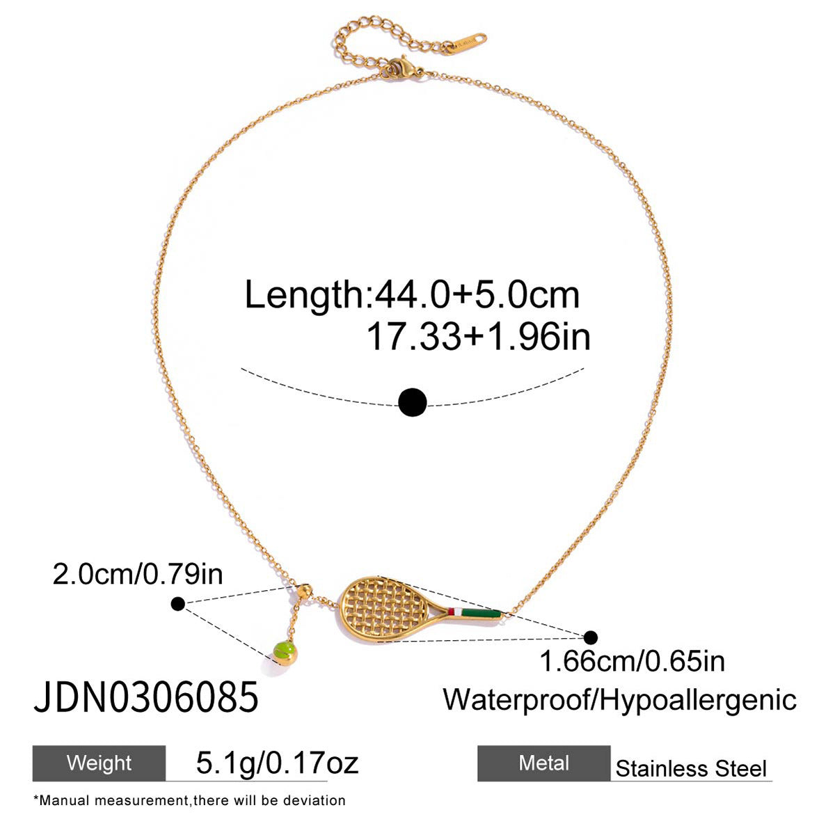 2H Colorful Oil Drop Tennis Racket Pendant Necklace Bracelet Stainless Steel Jewelry for Women