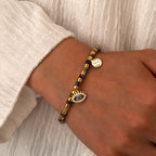 B0286 Fashion Jewelry Devil's Eye Inlaid Zircon Geometric Blue Point Quartz Beads