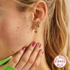 S925Sterling Silver Wave Oil Drop Imitation Enamel Hoop Earrings Hot-Selling Creative Ear Jewelry