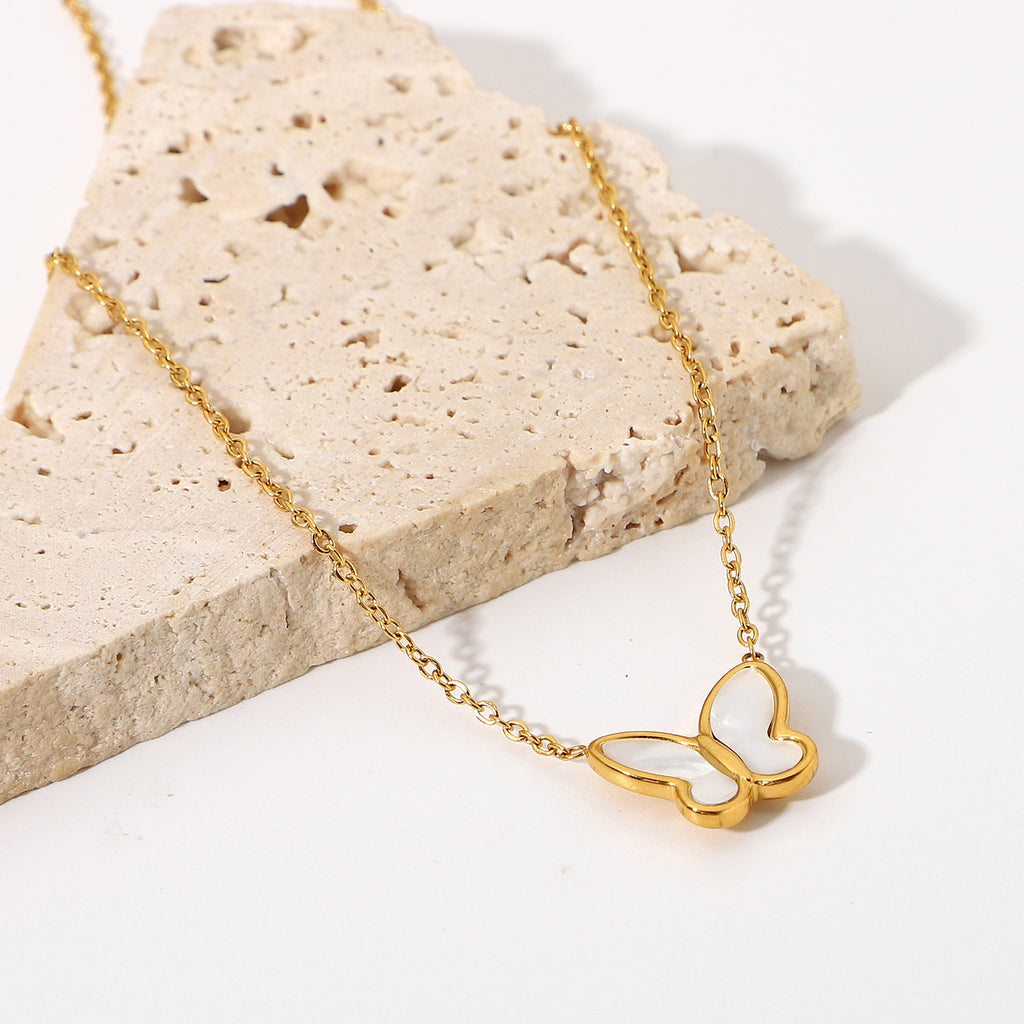 14K Gold-Tone Butterfly Choker Stainless Steel Necklace for boutique wholesale jewelry collections
