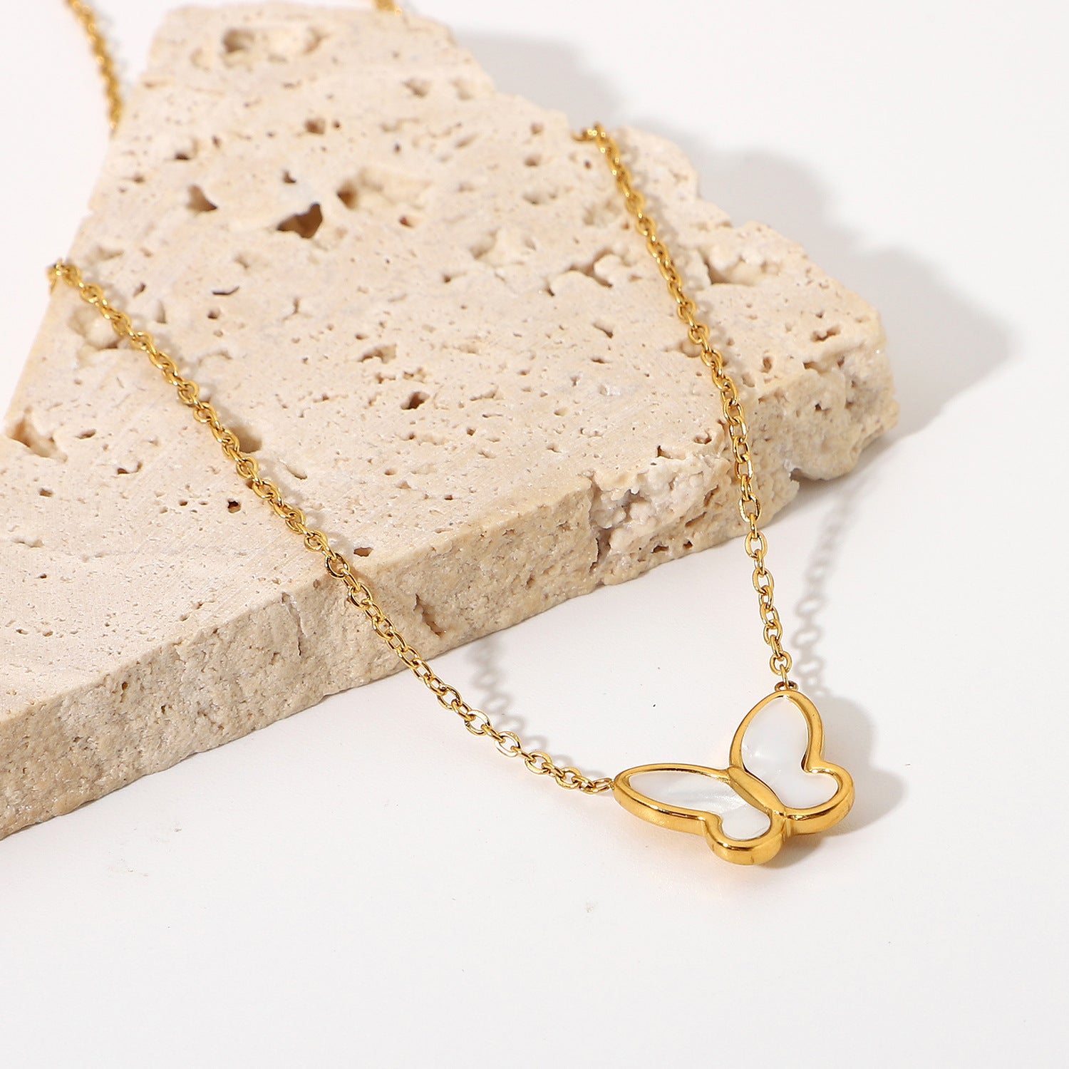 14K Gold-Tone Butterfly Choker Stainless Steel Necklace for boutique wholesale jewelry collections