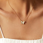 14K Gold-Tone Butterfly Choker Stainless Steel Necklace featuring butterfly detailing