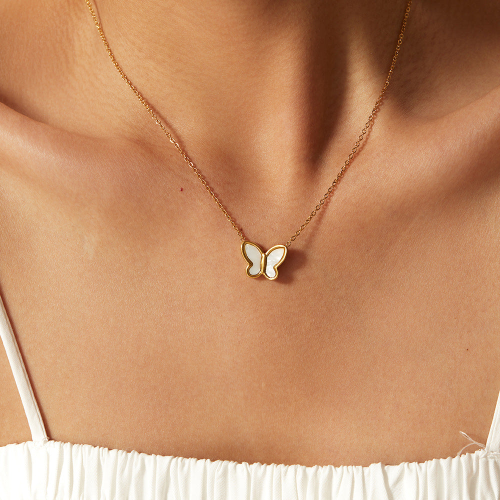 14K Gold-Tone Butterfly Choker Stainless Steel Necklace featuring butterfly detailing