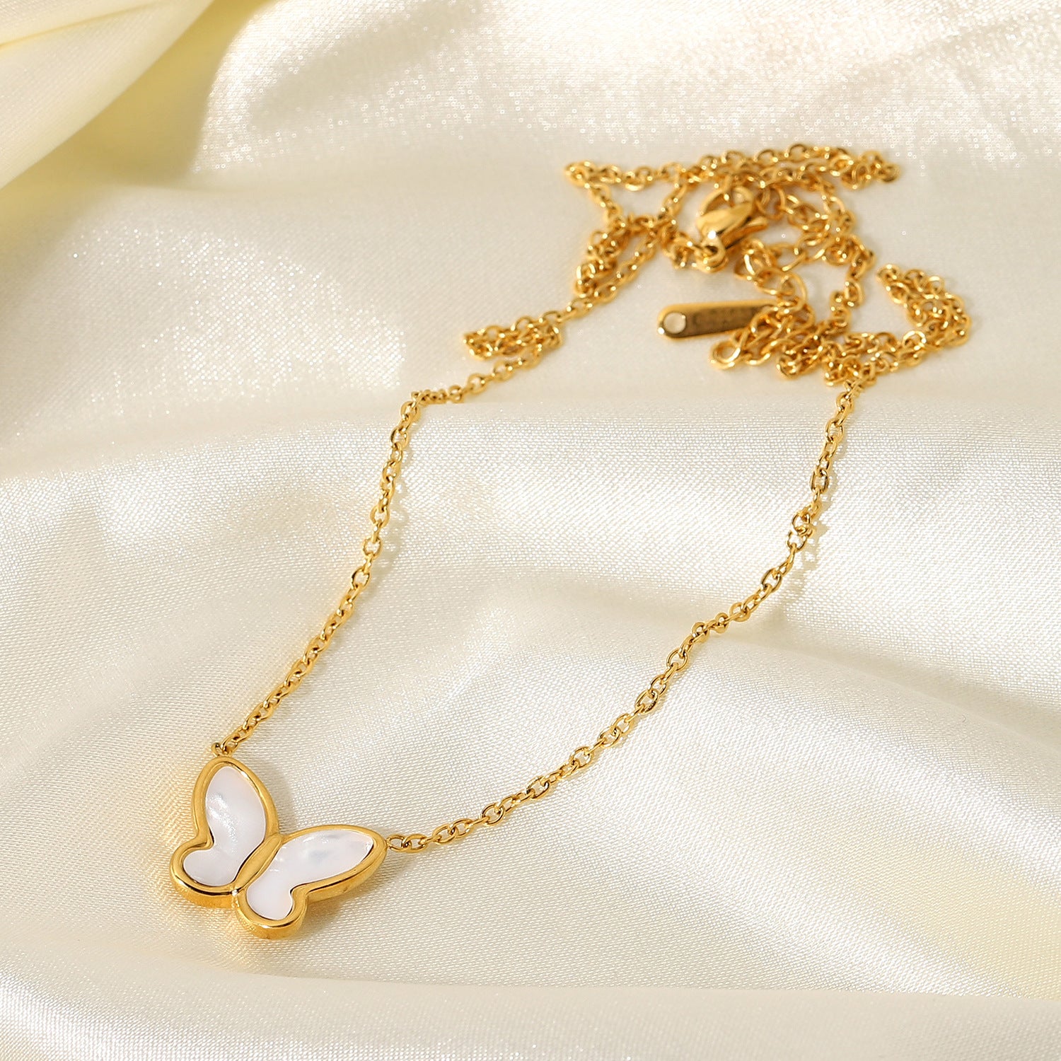 14K Gold-Tone Butterfly Choker Stainless Steel Necklace in a gold-tone stainless steel finish