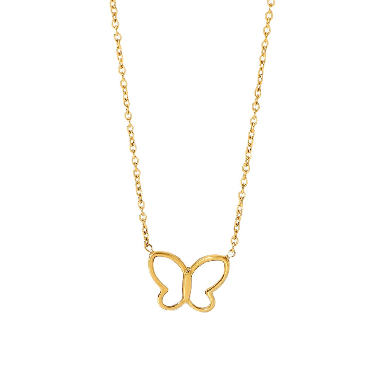 14K Gold-Tone Butterfly Choker Stainless Steel Necklace for private-label fashion jewelry buyers