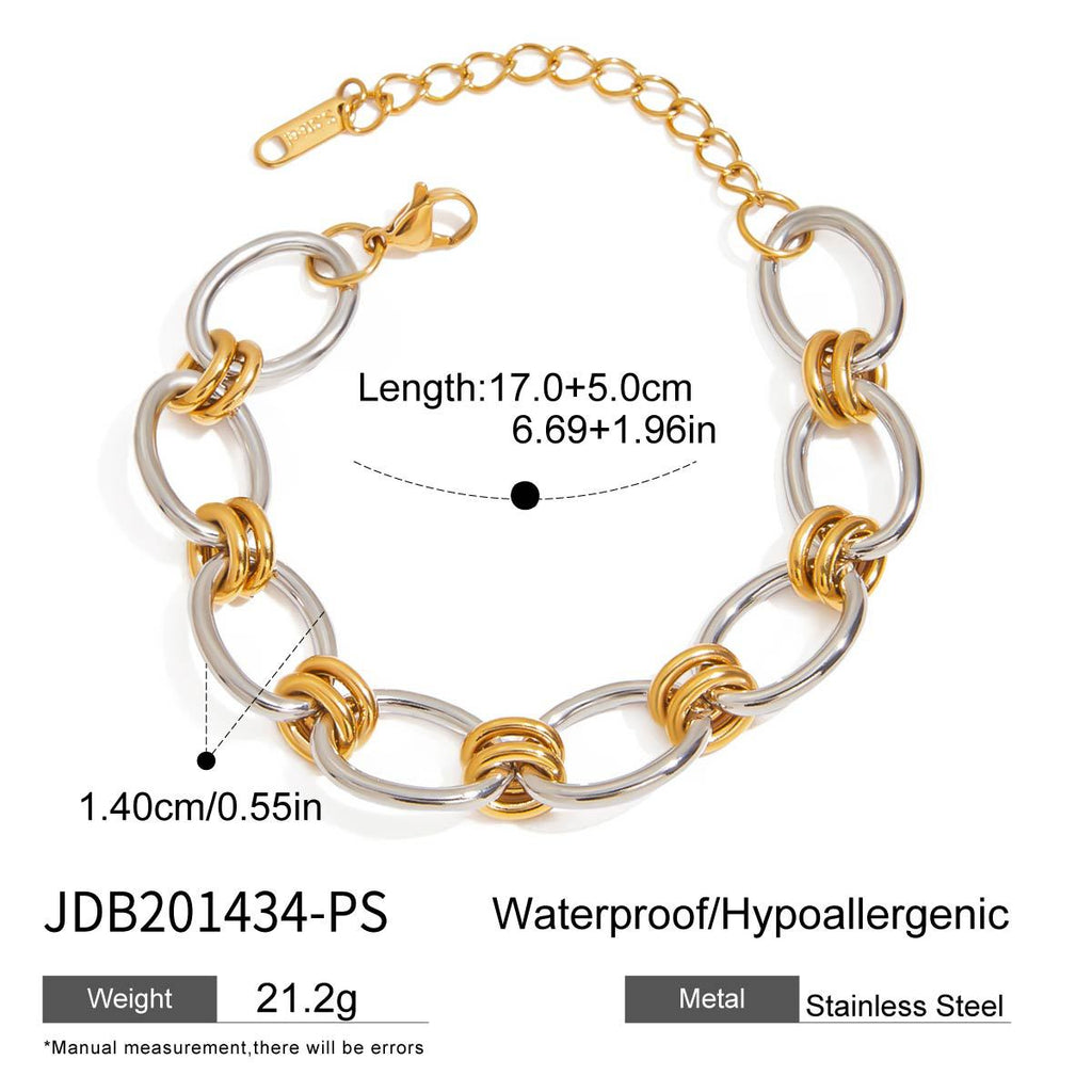 2H Stainless Steel Color Block Cuban Bracelet Jewelry for Women