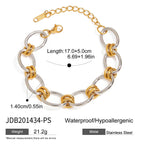 2H Stainless Steel Color Block Cuban Bracelet Jewelry for Women