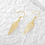 E0209 Bohemian Feather Wing Hollow Ear Hook Women's Fashion Gold-Plated Earrings