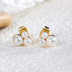 E0391 Stacked Mini Pearl Stud Earrings Silver Needle Earrings Fashion Simple Pearl Small Ear Jewelry