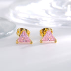 E0773 Elegant and Simple Triangle Pink Zircon Earrings for Women with a Sense of Design