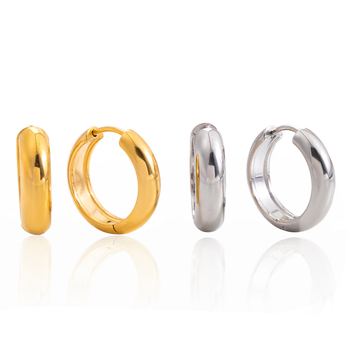 2H Hoop Earrings Non-Fading Ear Hoops18k Gold Stainless Steel Jewelry