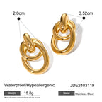 2H New18k Gold Stainless Steel/Simple Retro Wrapped Earrings Fashion Simple Hollow Earrings