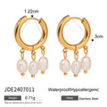 Gold-Tone Stainless Steel Pearl Hoop Earrings — Signature Shape with a hoop design profile