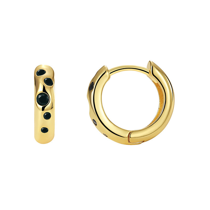 E0474 Design Leopard Print Earrings for Women, Brass Gold-Plated Round Fashion Hoop Earrings