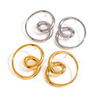 2H Stainless Steel Rotating Hollow Earrings Simple Earrings18k Golden Ear Jewelry
