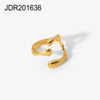 Fashion Geometric Chain Cross Open Ring for Women18K Gold-plated Stainless Steel Snake Shape