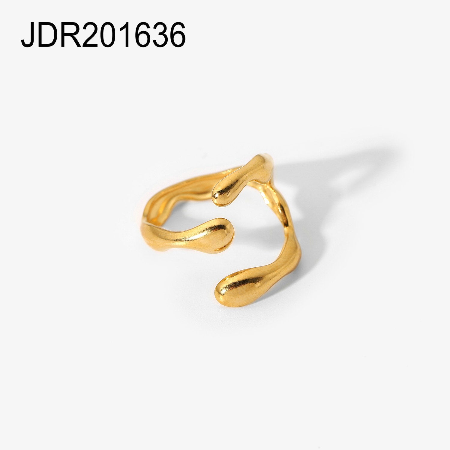 Fashion Geometric Chain Cross Open Ring for Women18K Gold-plated Stainless Steel Snake Shape