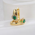 Gold-Plated Brass Pavé Green CZ Hoop Earrings in a gold-tone brass finish