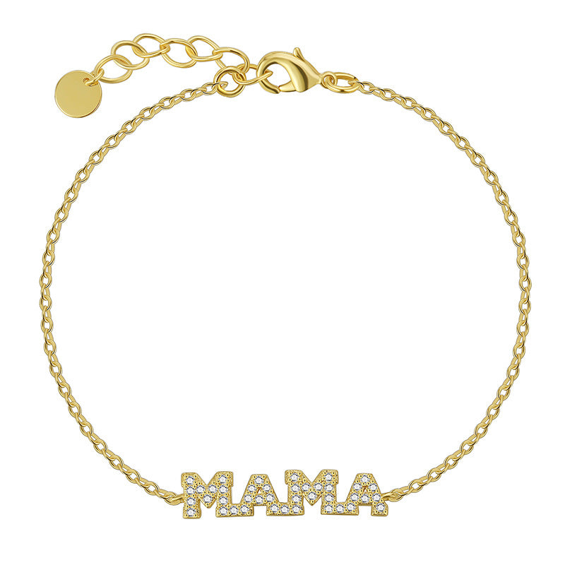B0164 New Mother's Day Creative Zirconia Letter Bracelet for Women Fashionable Family Sentiment Beautiful